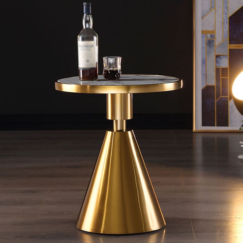 Pedestal Base Design Cocktail Table Marble Table Round Coffee Table with Metal Base