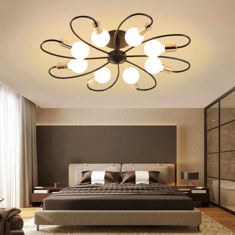 Spherical Opal Glass Flush Mount Ceiling Chandelier Modern Style Multi Lights Flush Mount Lamp