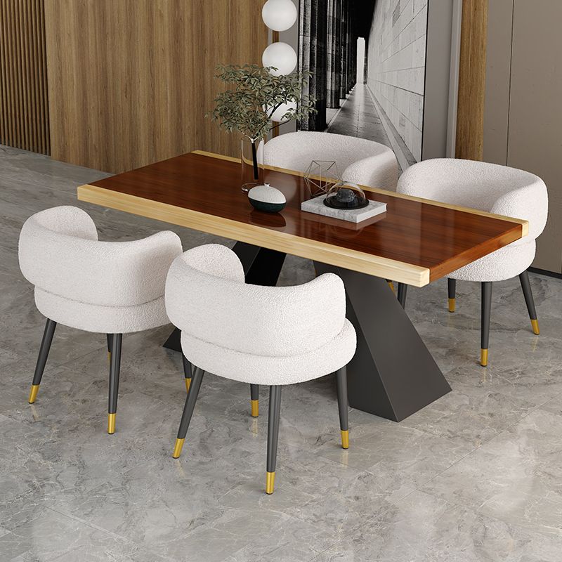Modern Style Dining Table Solid Wood Rectangle Table with Black Base