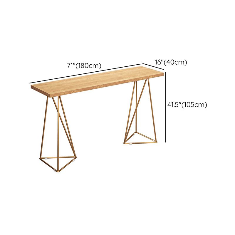 Rectangle Wood Bar Table with High Metal Stools Glam Style 1/2/4 Pieces Bar Table Set