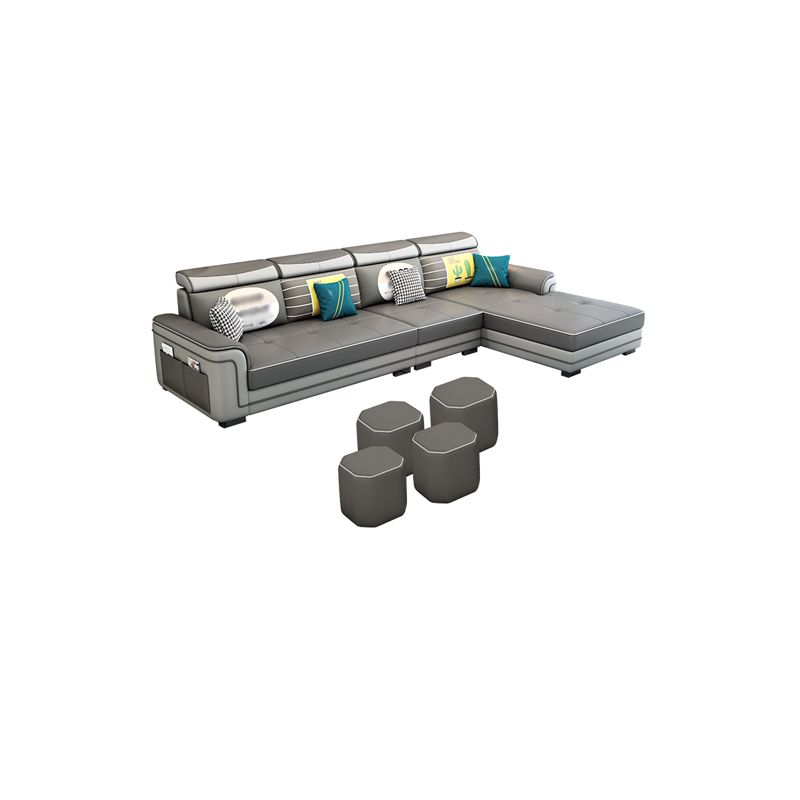 Contemporary Slipcovered L-Shape Sectional with Storage for Four People