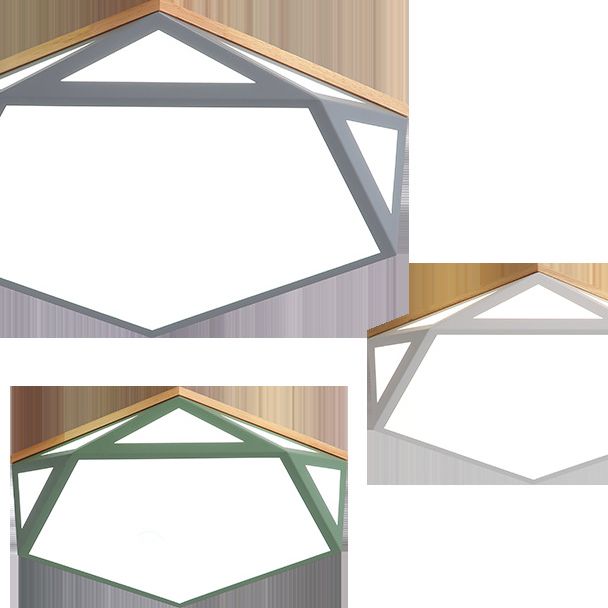 Geometric Shaped Macaroon Style LED Ceiling Light Hexagonal Acrylic Shade Modern Lighting Fixture for Bedroom
