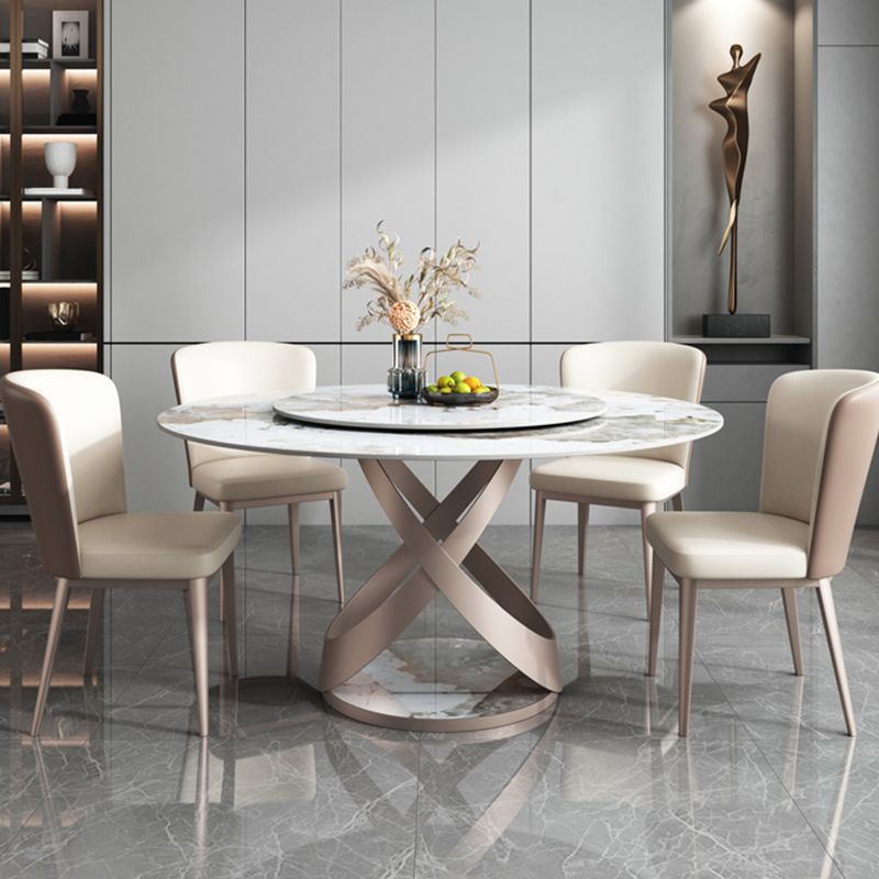 Contemporary Metal Dining Room Chair Armless Faux Leather Side Chairs