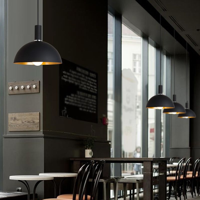 Black and Gold Inner Geometric Pendant Industrial Retro Metal 1-Light Bistro Hanging Light