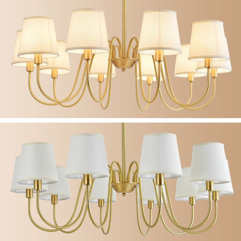 Conical Chandelier Light Fixture Traditional Fabric Pendant Lighting for Restaurant