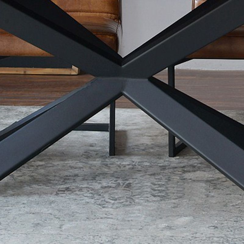 Solid Wood Brown Dining Table Industrial Black Frame Dining Room Table
