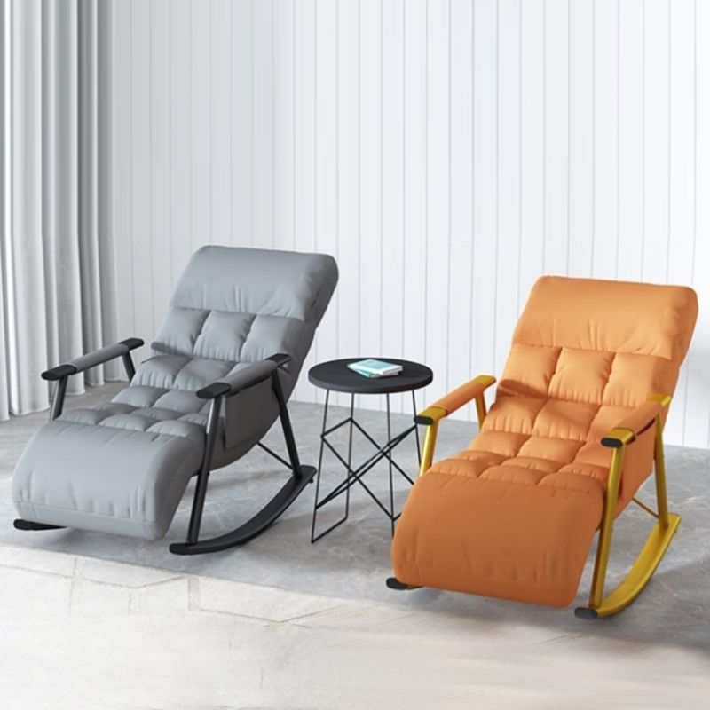 Modern Rocking Chair Metal Frame Spindle Rocker Chair with Cushions