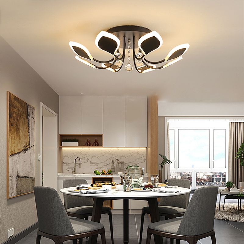 Spoetnik inbouw plafondlamp met blad acryl kap modern 8/10/12 lampen wit/zwart plafondlamp voor slaapkamer in wit/warm