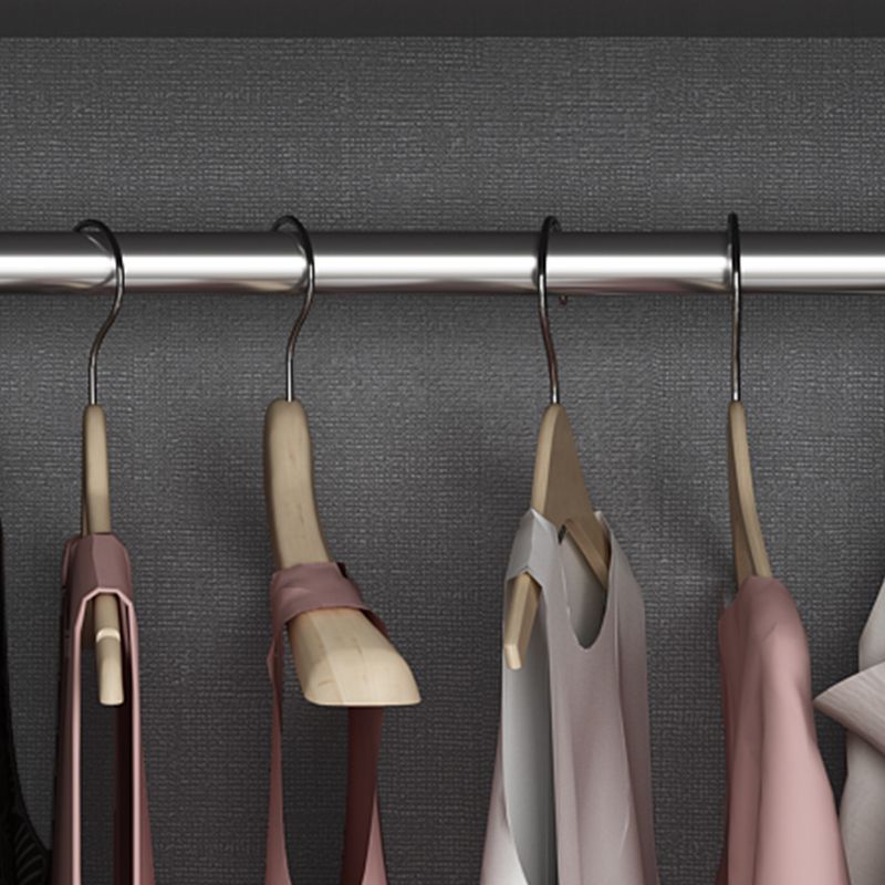 Contemporary Grey Storage Cabinet with Garment Rod Hinged Door Cabinet for Bedroom