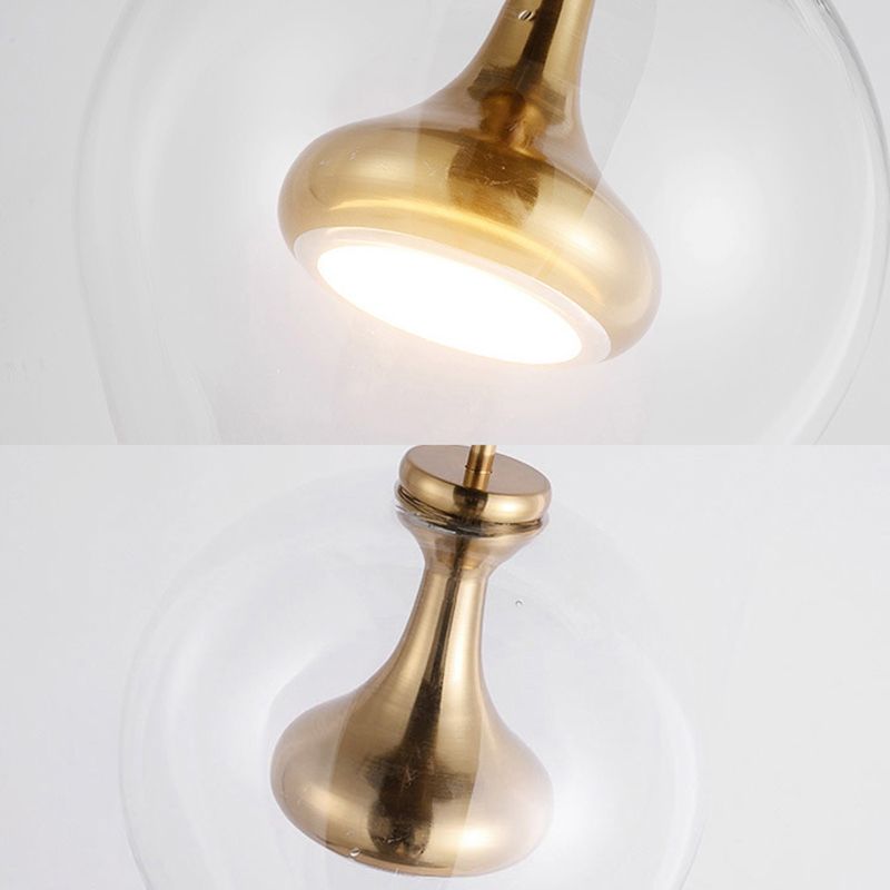 Esfera de vidrio transparente Luz contemporánea 1 Lámpara ligera/dorada/lámpara colgante de LED de oro rosa en blanco/luz cálida