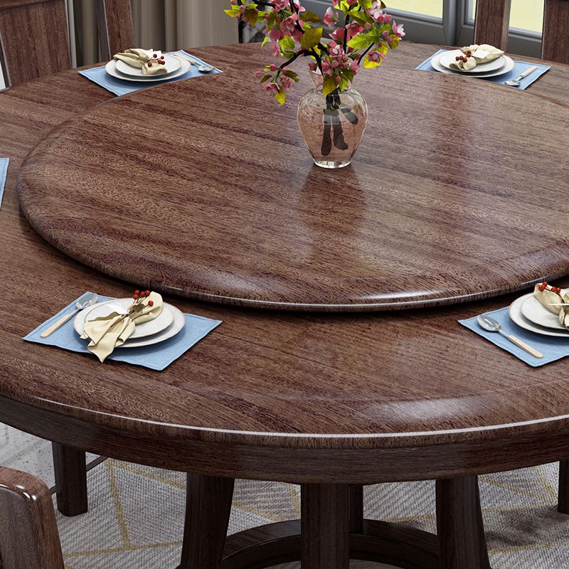 Modern Round Shape Brown Table Solid Wood Standard Dining Table for Kitchen
