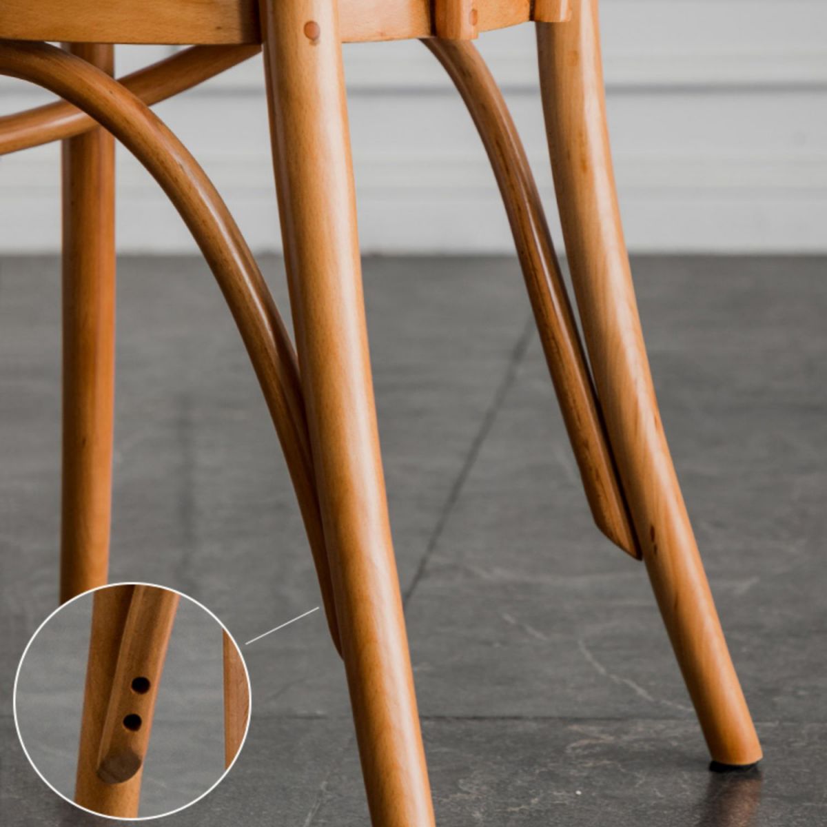 Silla sin brazos de comedor de madera tradicional, silla lateral de comedor individual con respaldo abierto para uso doméstico