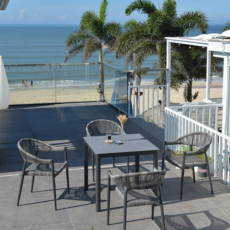 Boho Wicker Dining Set 1/3/5/7 Pcs Light Gray Dining Table Set