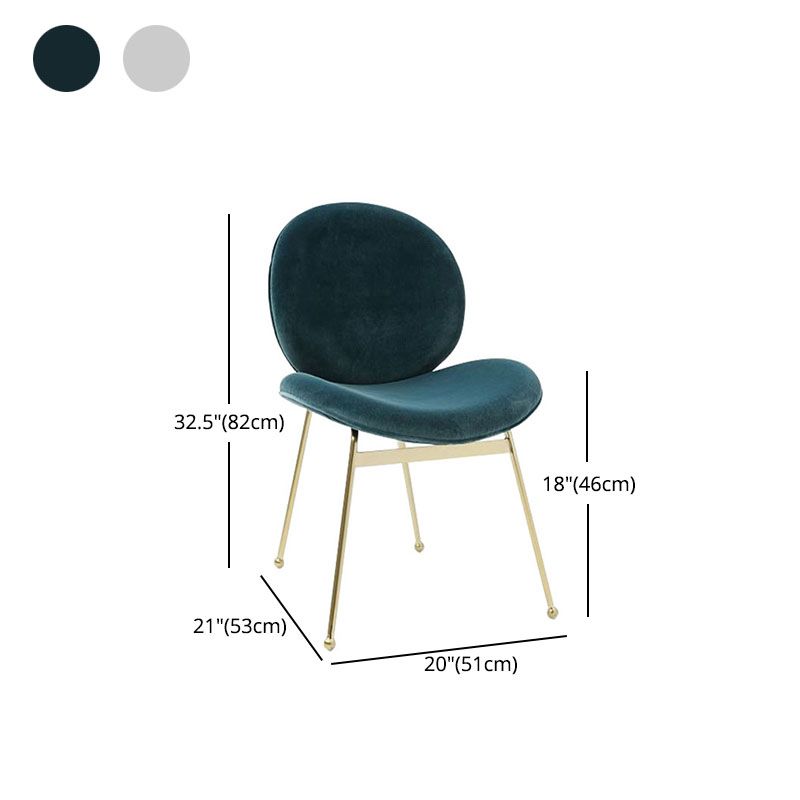 Glam Velvet Dining Room Chairs Metal Dining Armless Chair for Restaurant Use
