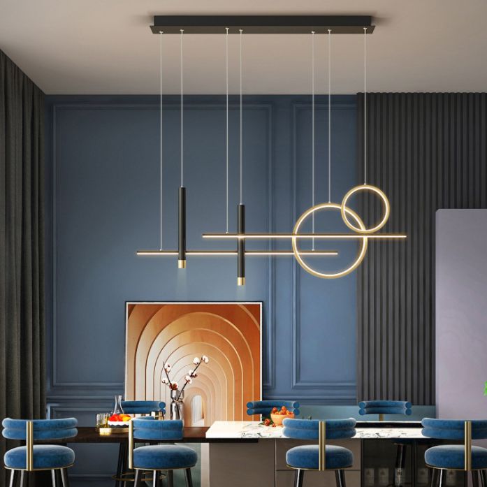 Luce a sospensione a led in gel di silice LED Linea in stile moderno in ferro battuto Aiuto per la sala da pranzo