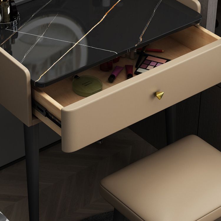 17.32" Wide Vanity Set Contemporary Stone Dressing Table with Drawer