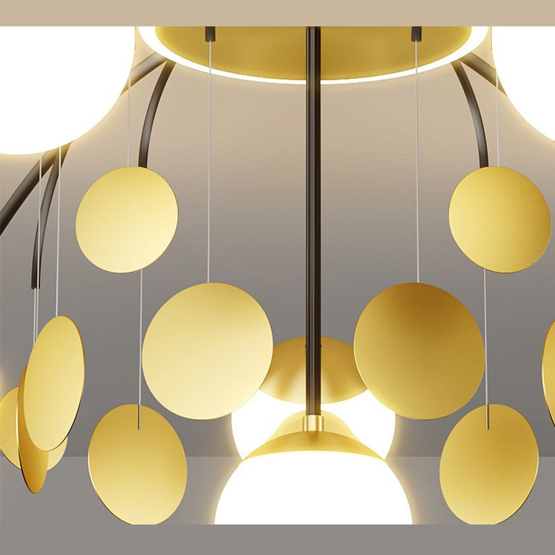 Modern Style Globe Semi Flush Mounted Ceiling Light Sputnik LED Ceiling Light with White Glass Shade