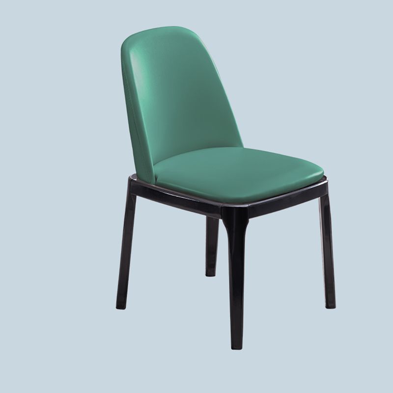 Modern Style Side Chair Leather Indoor Dining Chair with Wooden Legs