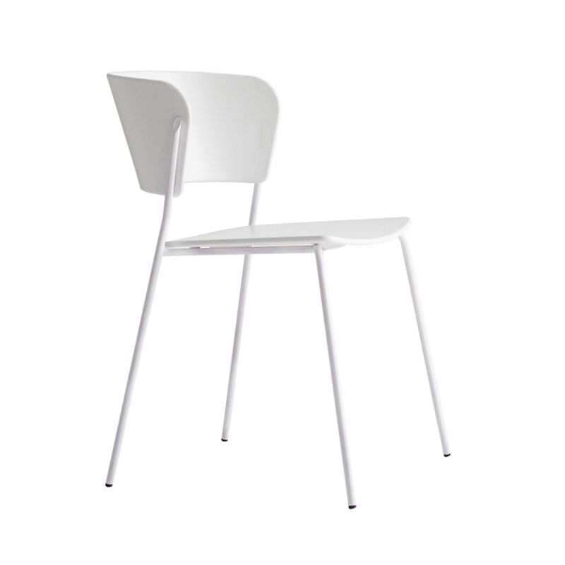Silla lateral de comedor con respaldo abierto de diseño industrial, silla de comedor de plástico apilable