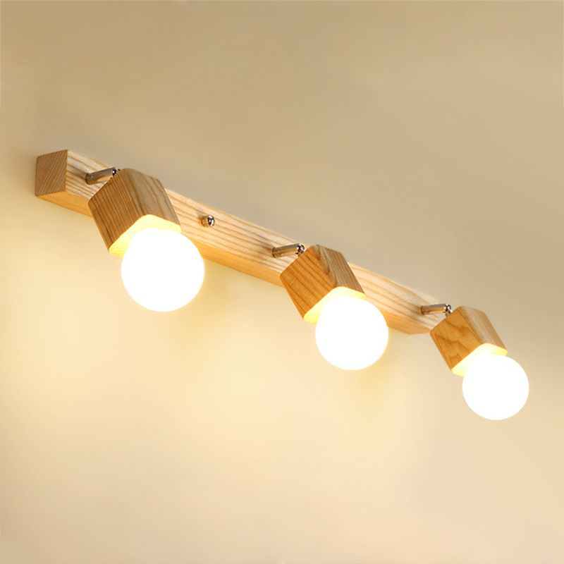 Fissaggi di illuminazione per vanità geometriche in stile moderno Stile con parete vanità in legno Sconce