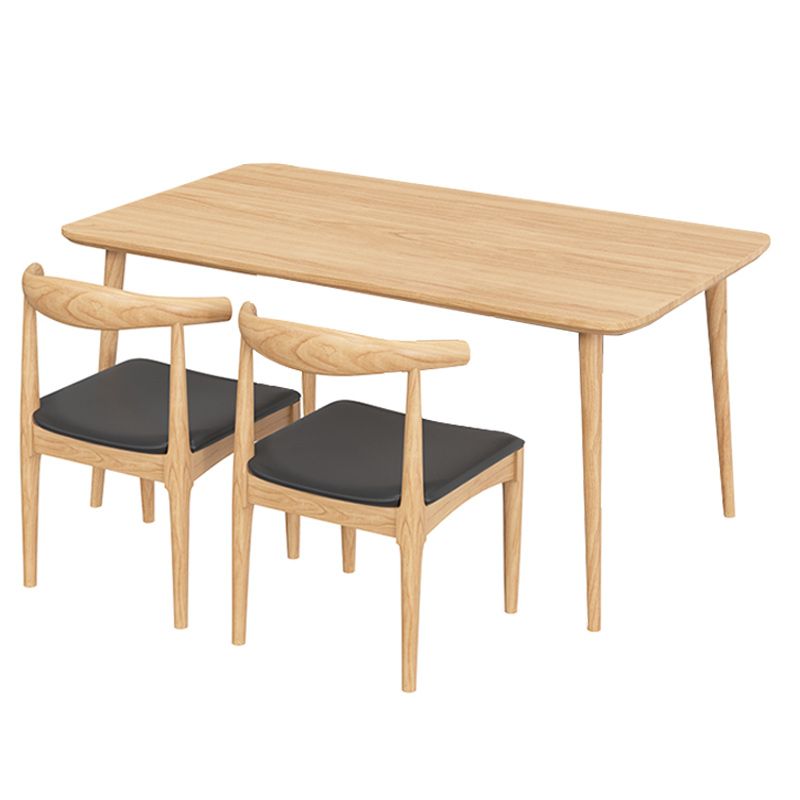 Modern Dining Set 1/2/5 Pcs Solid Wood Table with Cow Horn Chairs and Windsor Chairs