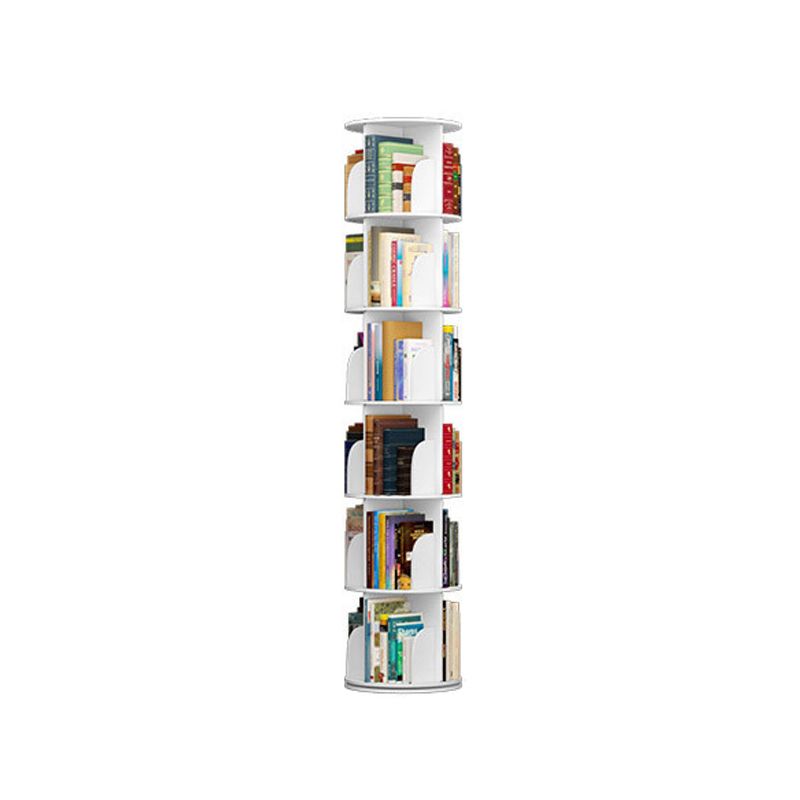 Modern White Bookcase Corner Engineered Wood Bookshelf with Rectangular Shelves