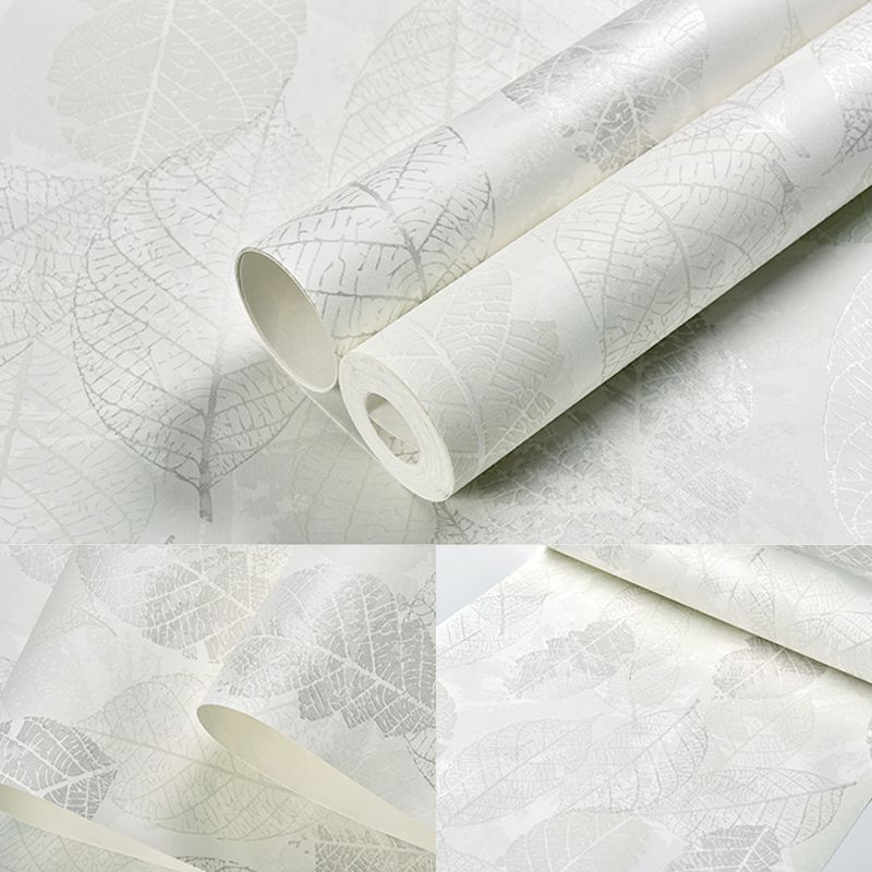 Contemporary Glossed Leaves Wallpaper Abstract Decorative Non-Pasted Wall Covering, 20.5-inch x 31-foot