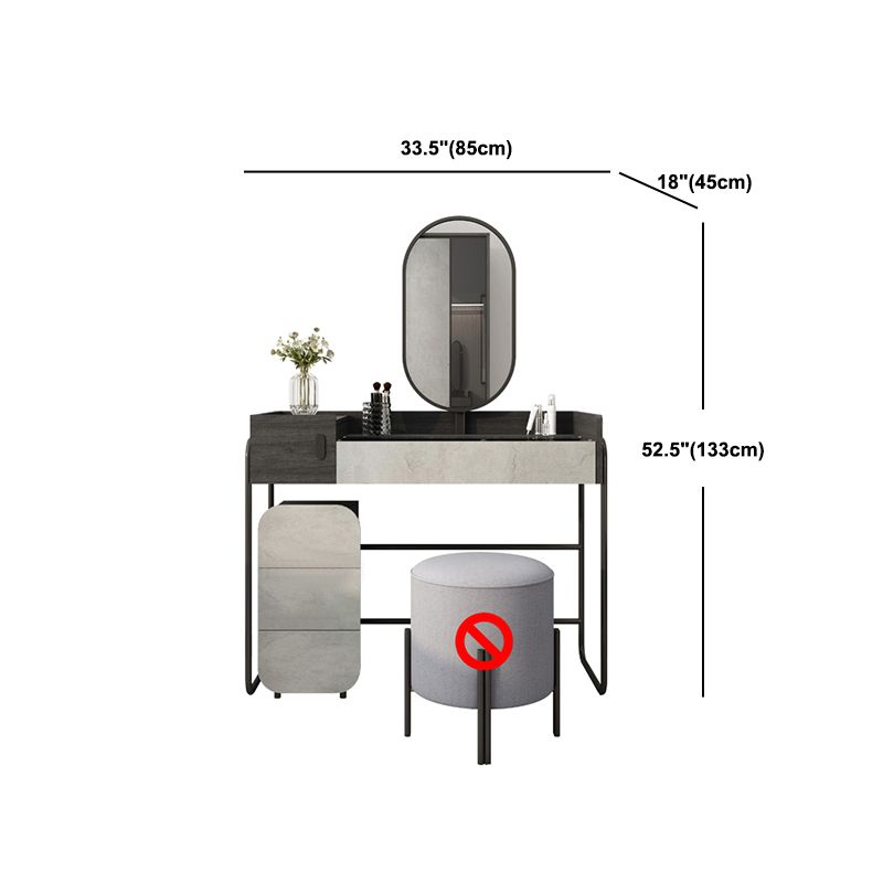 Tempered Glass Countertop Black/white Base with 4 Drawer Dresser