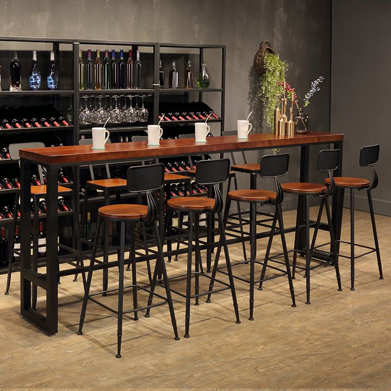 Contemporary Rectangle Bar Table Solid Wood Bar Dining Table with Trestle Base