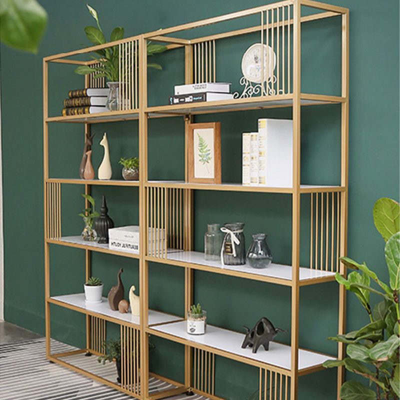 Modern Metal and Wooden Book Shelf Open Home Shelf Bookcase with Shelves