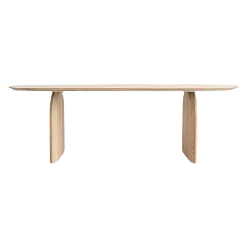 Oval Solid Wood Dining Table Simplicity Double Pedestal Dinette Table for Dining Room