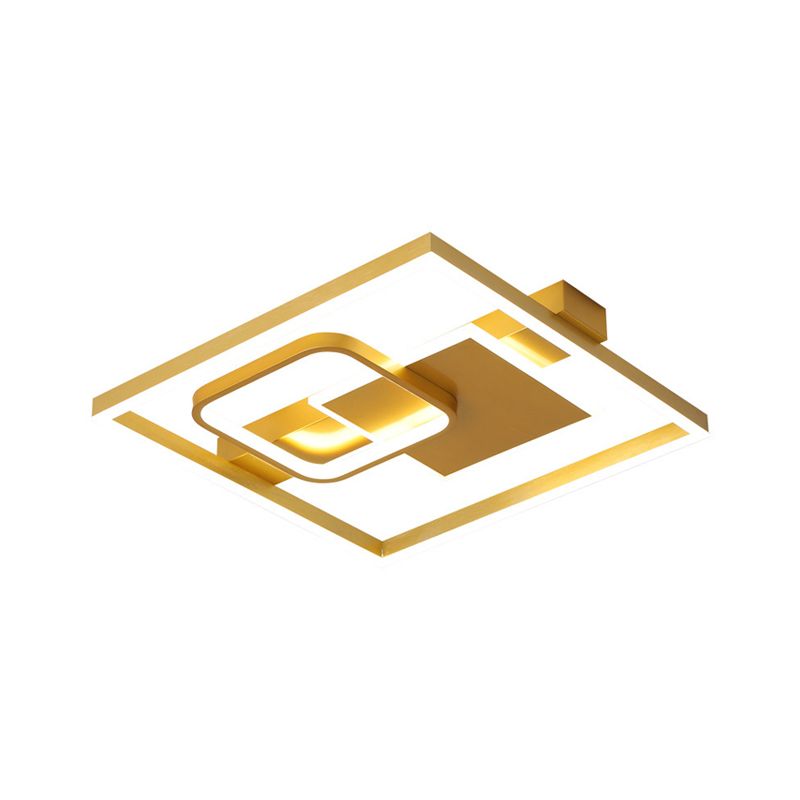 16"/19.5" W Circular Metal Flush Mount Simple LED Gold Close to Ceiling Lighting Fixture in Warm/White Light