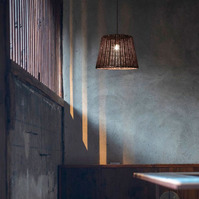 1/3-Head Restaurant Hanging Light with Cone Rattan Shade Country Stylish Brown Pendant Lamp