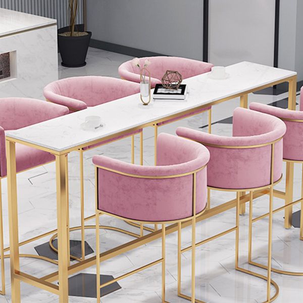 Faux Marble Bistro Bar Table Gold Frame Bar Table for Dining Room