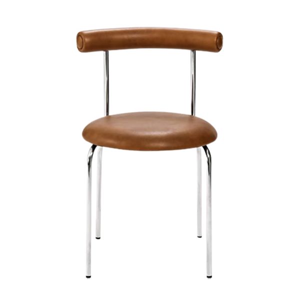 Silver Metal Legs Armless Dining Chairs Modern Faux Leather Dining Side Chair