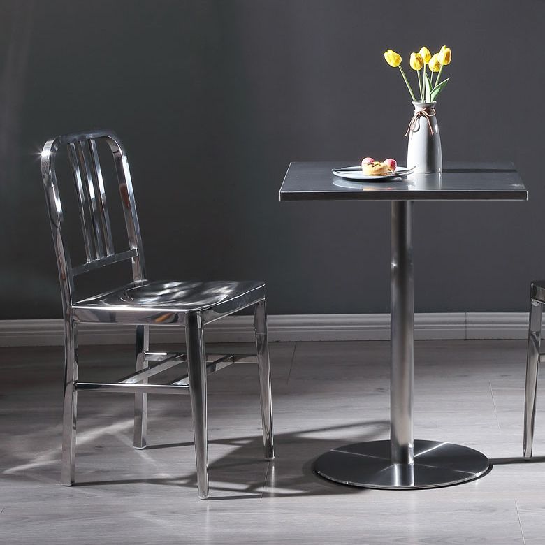Metal Industrial Square Dining Table Stainless Steel Table for Kitchen and Dining Room