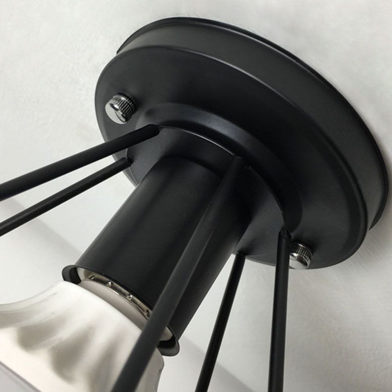 Geometrische Hanger Licht Industriële Stijl 1 Light Metal Flush Mount Light Fixture in Zwart