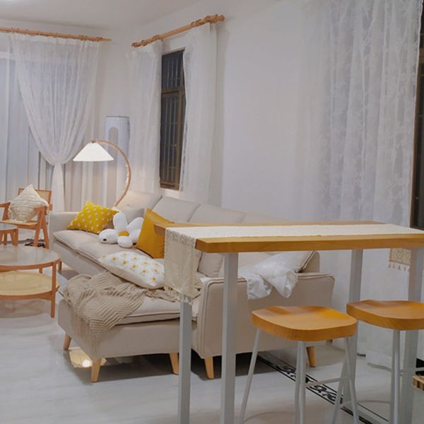 Modern Rectangular Pub Table Set 1/3 Pieces Wooden Counter Table with Backless Stools