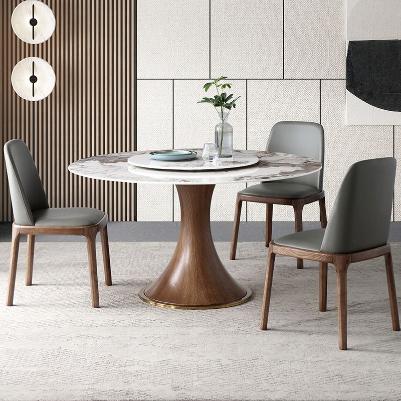 Round Sintered Stone Dining Table Modern Furniture with Pedestal Base for Indoor