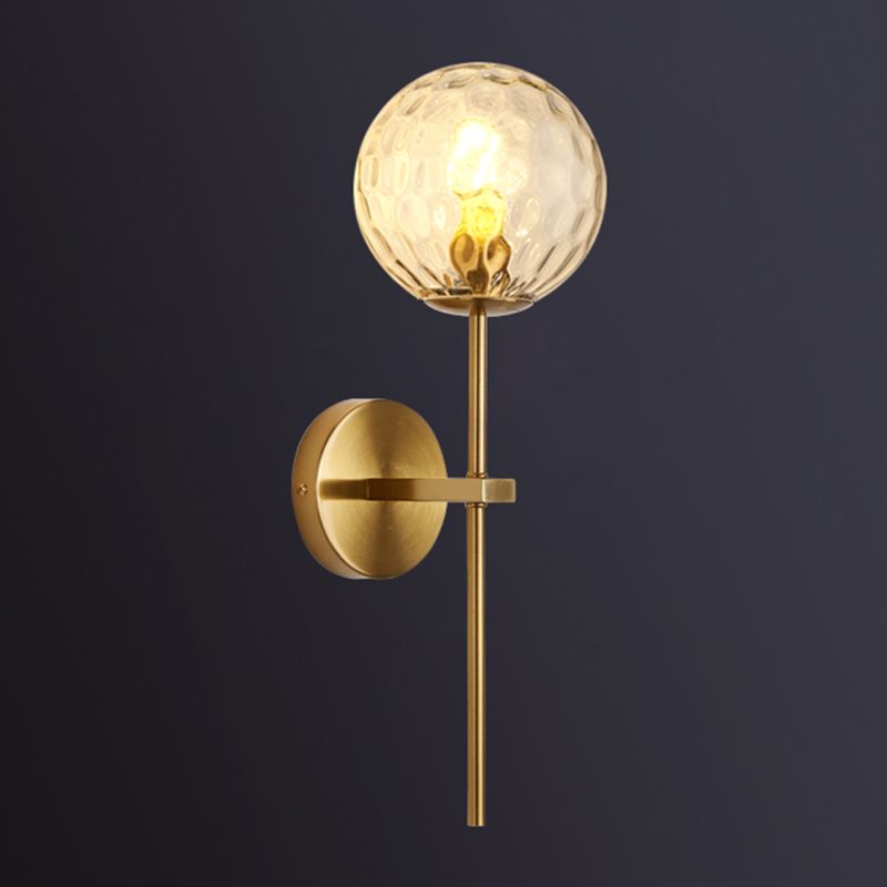 Gold 1-Light Wall Sconce in Modern Concise Style Aluminium Globe Wall Lamp with Glass Shade