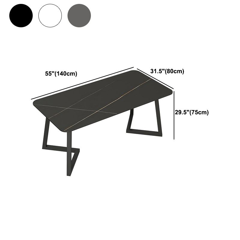 Sintered Stone Rectangle Dining Table Modern Dining Room Table with Double Pedestal