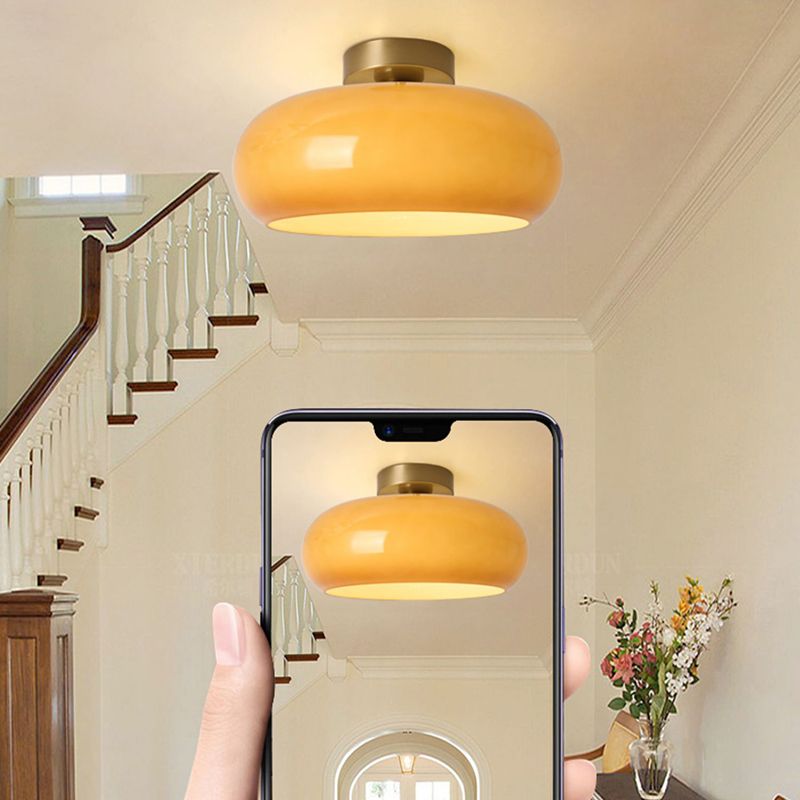 Nordic Ceiling Light Dome Flush Mount Ceiling Light Fixture with Glass Shade