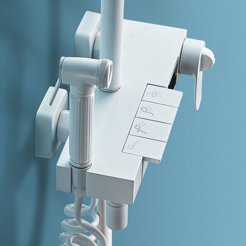 Wall Mounted Shower Arm Shower Faucet in White Metal Shower System Adjustable Water Flow