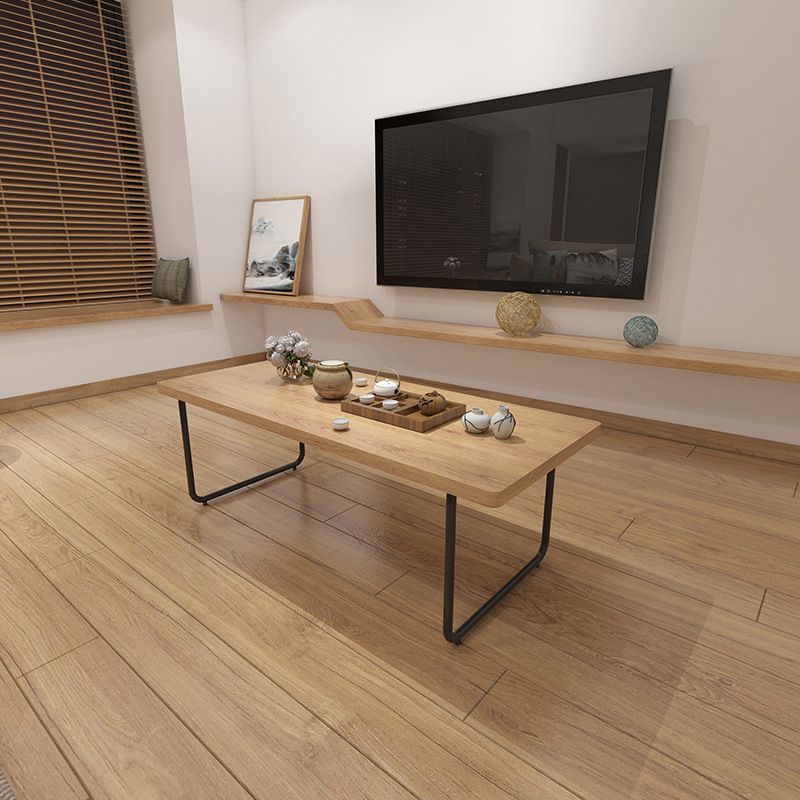 Contemporary Sled Coffee Table Solid Wood Coffee Cocktail Table
