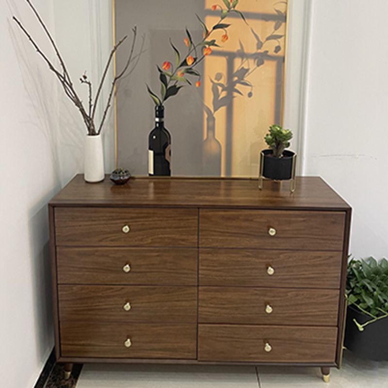 Glam Chest Bedroom Solid Wood Storage Chest in Brown with Drawers