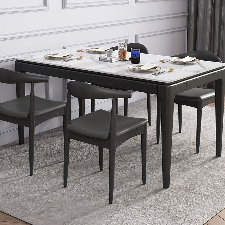 Modern Style Home Sintered Stone Dining Table Rectangle Shape Table with Ash Wood Base
