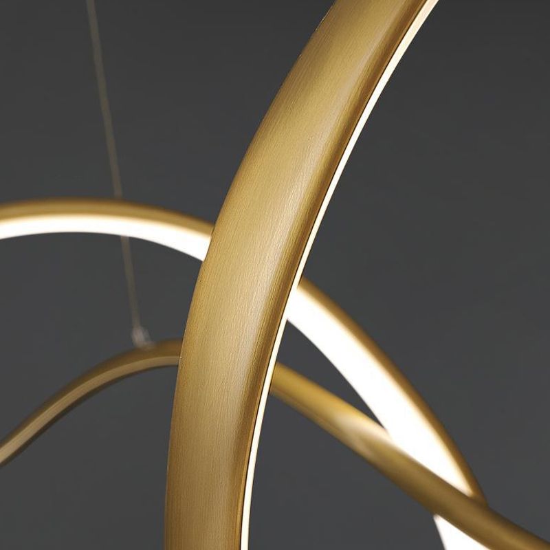 Minimalism Twisting LED Hanging Pendant Lights in Gold for Dining Room