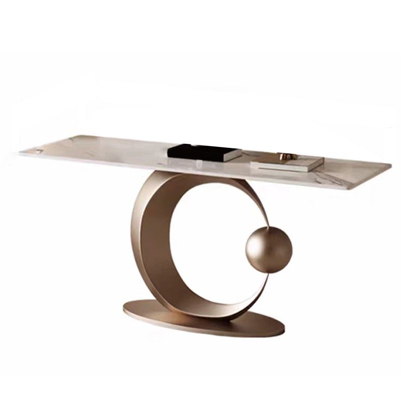 Glam Rectangle Accent Table Stone Console Sofa Table for Hall