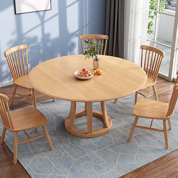 Round Table Solid Wood Table with Turntable for Home and Kitchen
