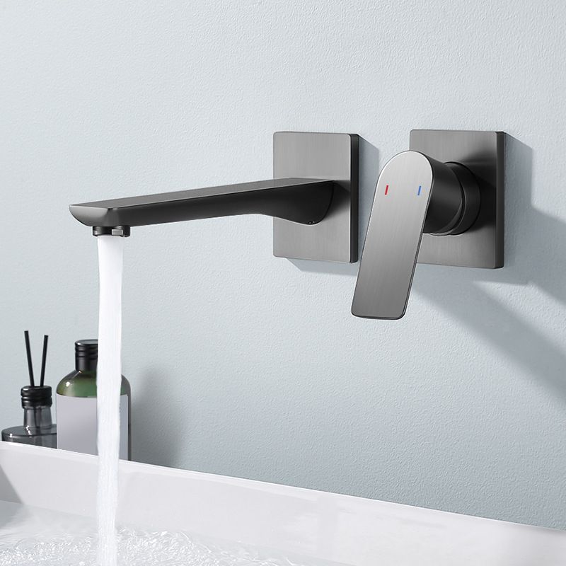 Lever Handle Wall Mounted Bathroom Faucet Modern Faucet with Hot and Cold Indication